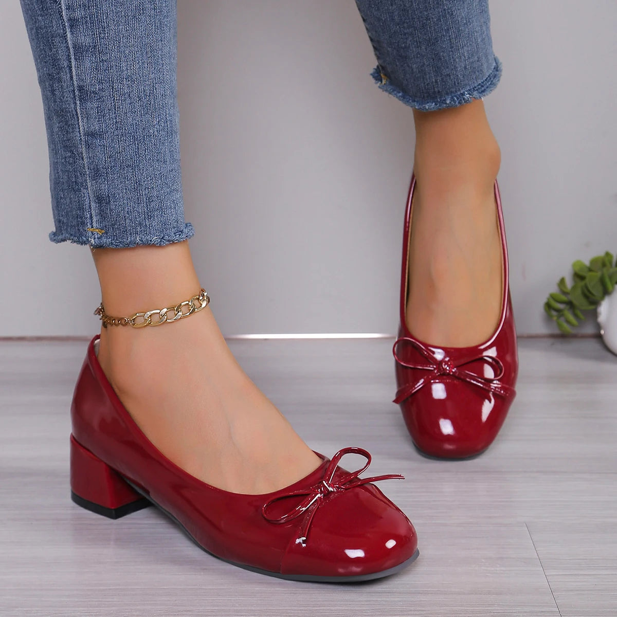 Women’s Round Toe Bow-Knot Platform Heels