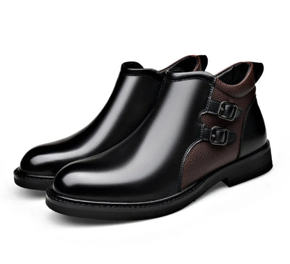 Men’s Leather Ankle Chelsea Buckle Boots