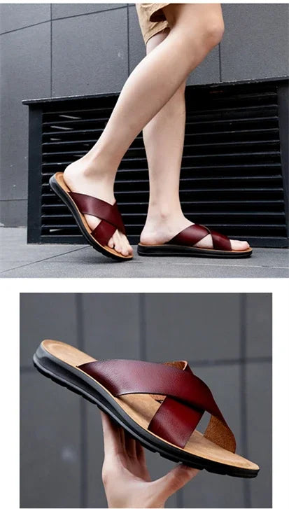 Men’s Leather Roman Open-Toe Summer Sandals