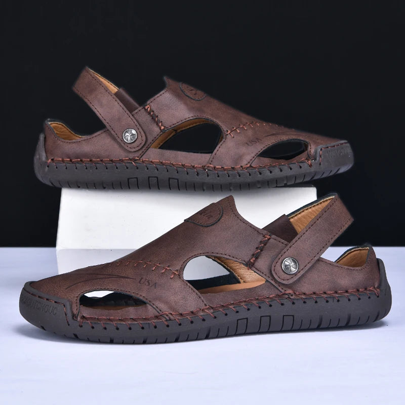 Men’s Handmade Leather Breathable Summer Sandals