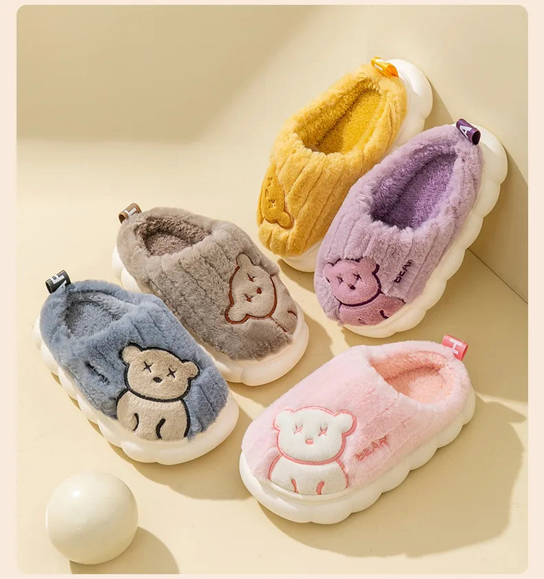 Children Plush Bear Indoor Slippers