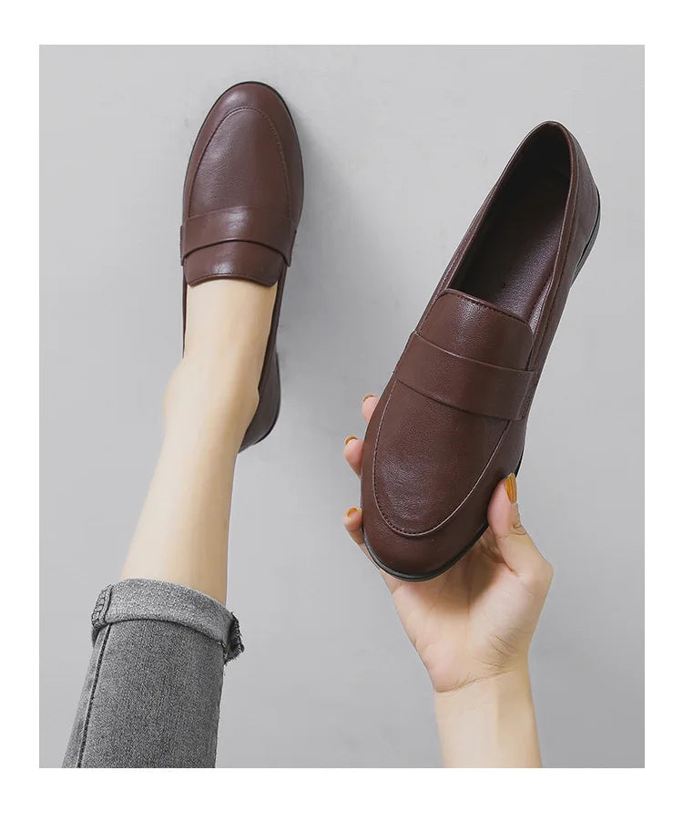 Women’s Vintage Leather Loafers Casual Flats