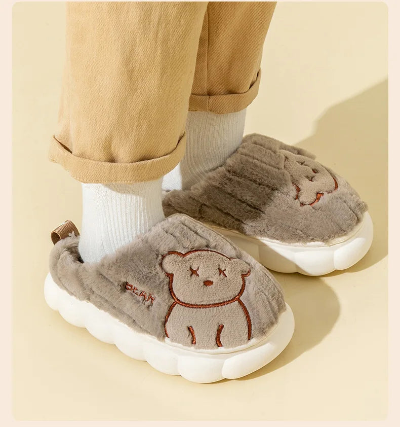 Children Plush Bear Indoor Slippers
