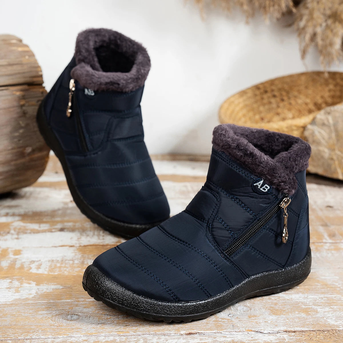 Women’s Solid Mid-Calf Warm Cotton Boots