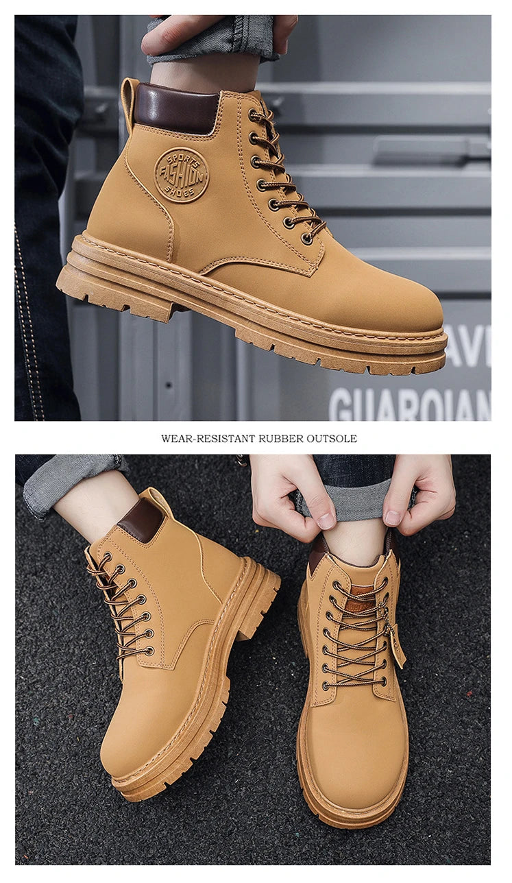 Men’s High-Top Leather Motorcycle Boots