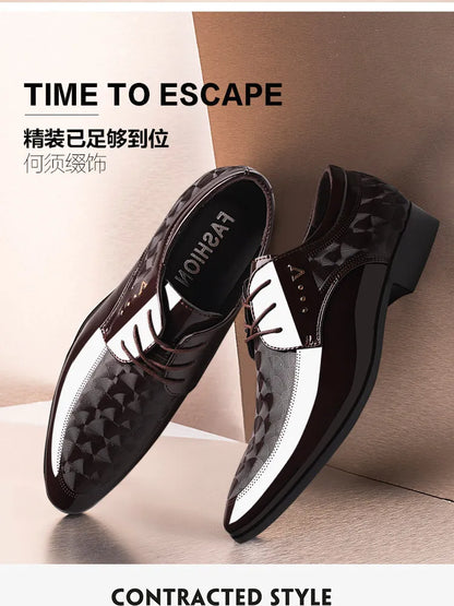 Men’s Leather Oxford Lace-Up Casual Dress Shoes