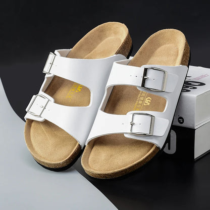 Men Brown Cork Faux Suede Sandals