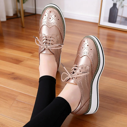 Women’s Leather Oxford Flats Lace-Up Brogues