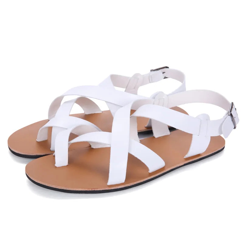 Men’s Leather Vintage Buckle Gladiator Sandals