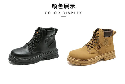 Men’s High-Top Leather Motorcycle Boots