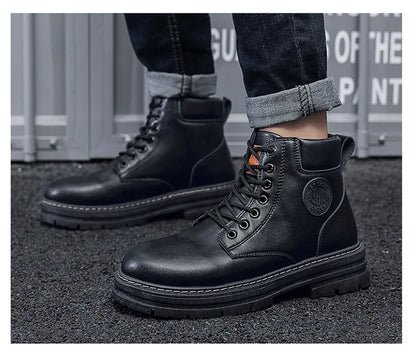Men’s High-Top Leather Motorcycle Boots