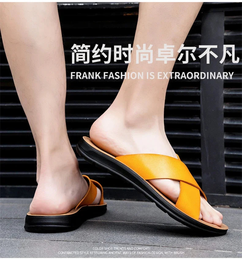 Men’s Leather Roman Open-Toe Summer Sandals