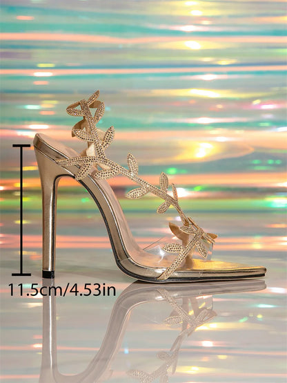 Women’s Crystal Leaf Stiletto High Heels