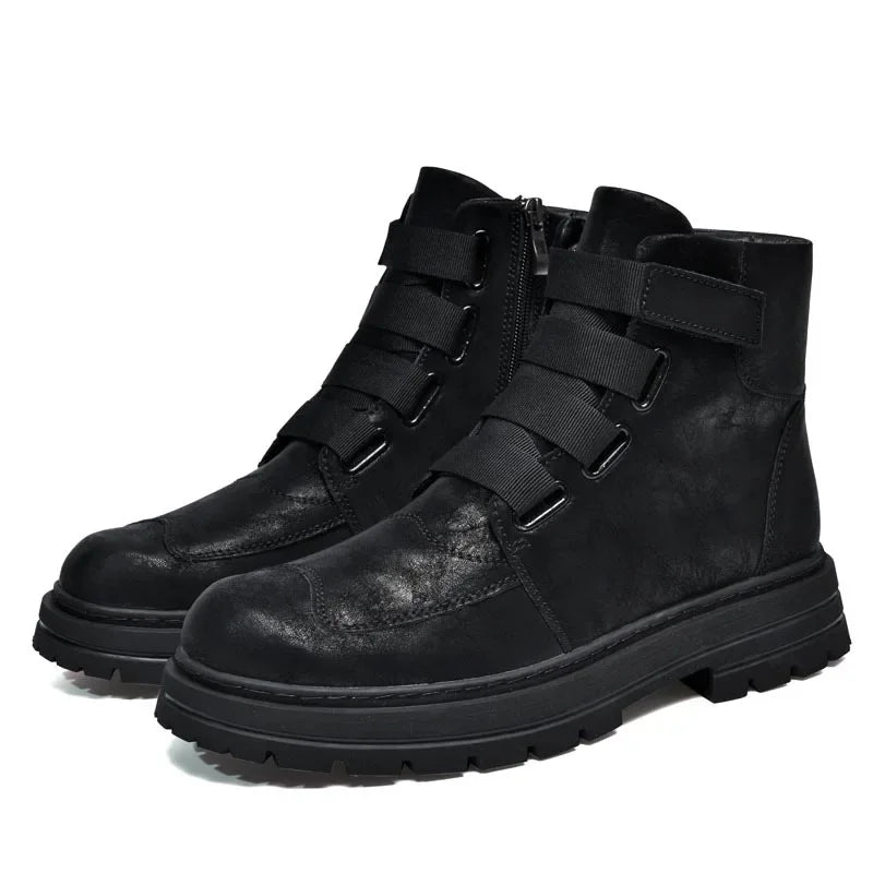 Unisex Leather Zipper Winter Boots Large Size