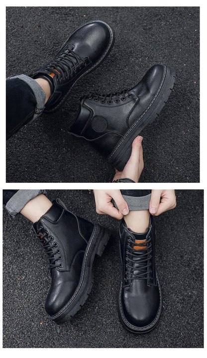 Men’s High-Top Leather Motorcycle Boots