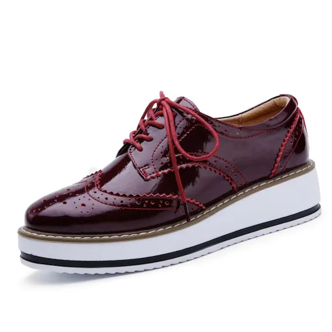 Women’s Leather Oxford Flats Lace-Up Brogues