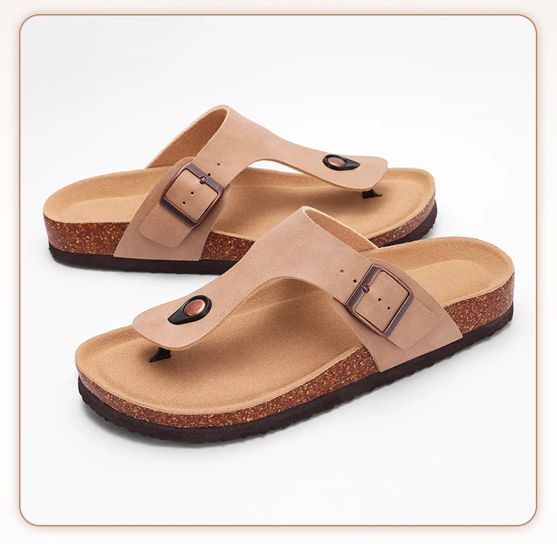 Men’s Summer Cork Slippers with Arch Support
