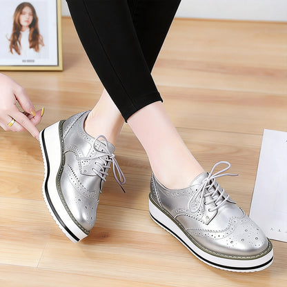 Women’s Leather Oxford Flats Lace-Up Brogues