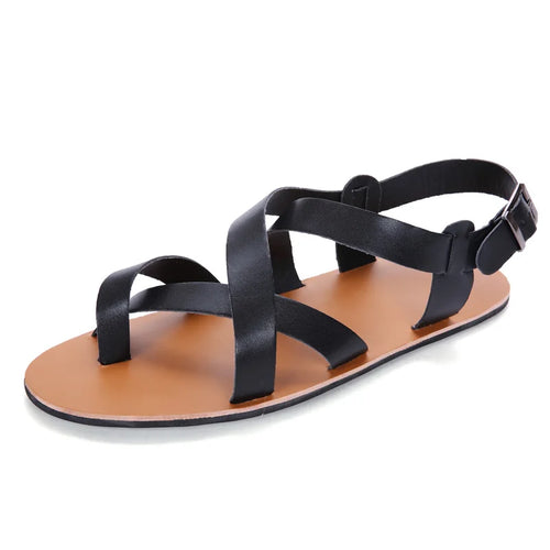 Men’s Leather Vintage Buckle Gladiator Sandals