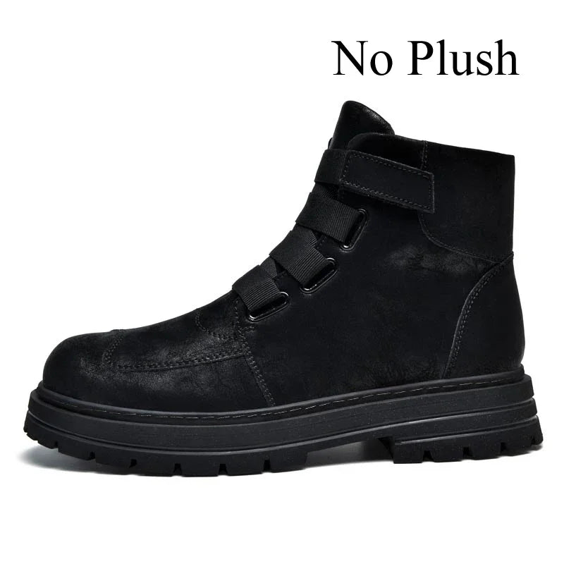 Unisex Leather Zipper Winter Boots Large Size