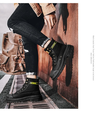 Men’s Breathable Canvas High-Top Casual Boots