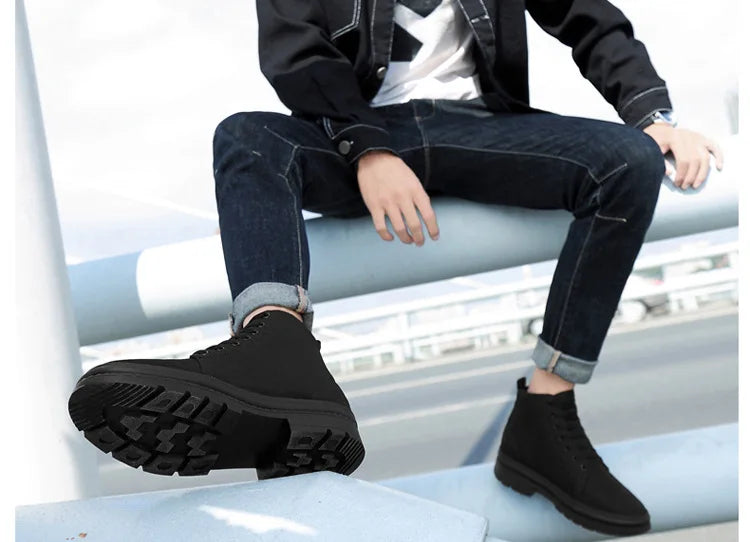 Men’s Hidden Heel Canvas Elevator Boots