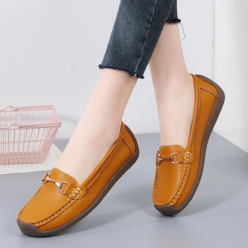 Women’s Leather Slip-On Casual Moccasin Flats