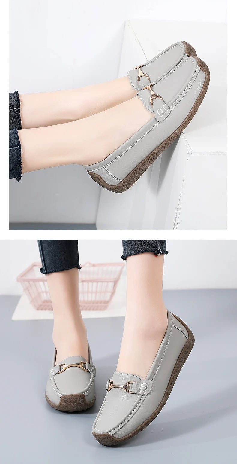 Women’s Leather Slip-On Casual Moccasin Flats