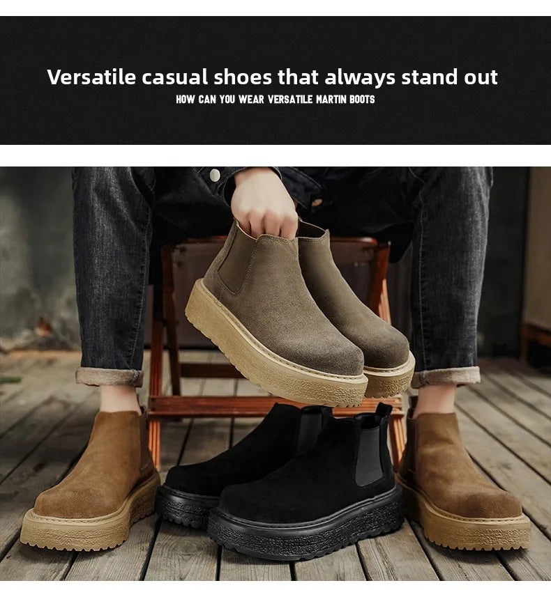 Men Retro Faux Suede Chelsea Boots
