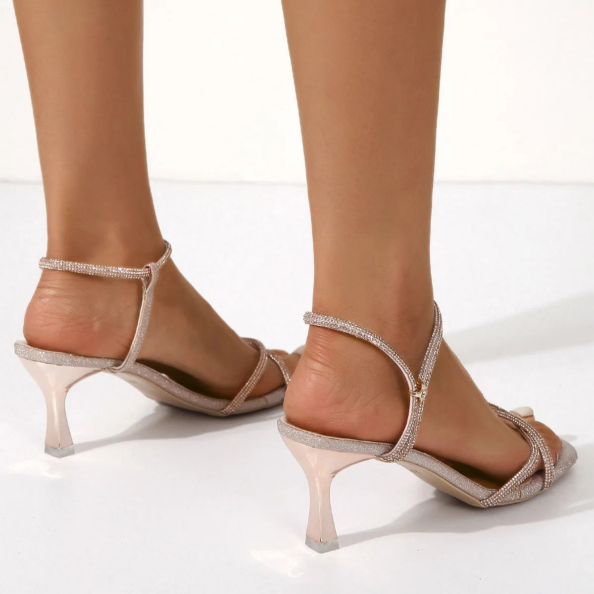 Silver Women's Summer Elegant Thin Heel Sandals