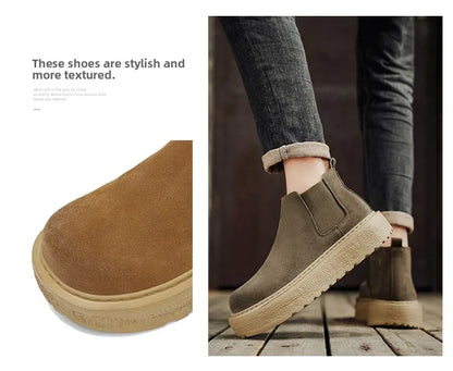 Men Retro Faux Suede Chelsea Boots