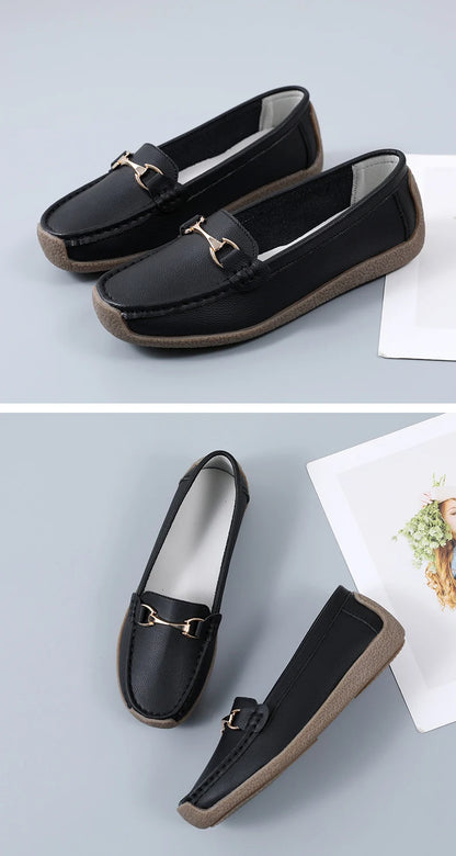 Women’s Leather Slip-On Casual Moccasin Flats
