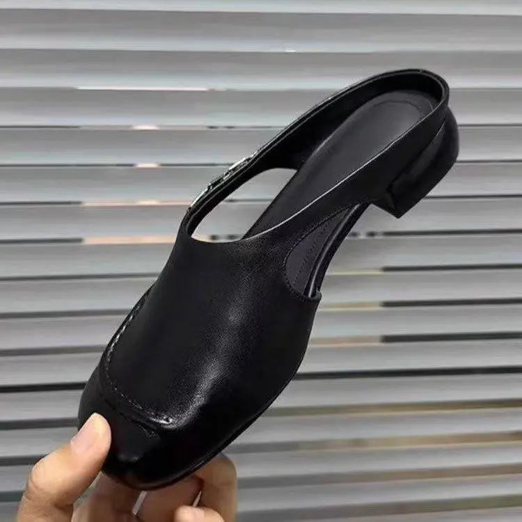 Women’s Leather Mule Loafers with Low Heel