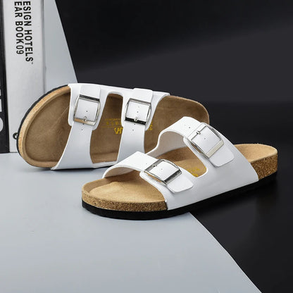 Men Brown Cork Faux Suede Sandals