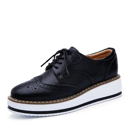 Women’s Leather Oxford Flats Lace-Up Brogues