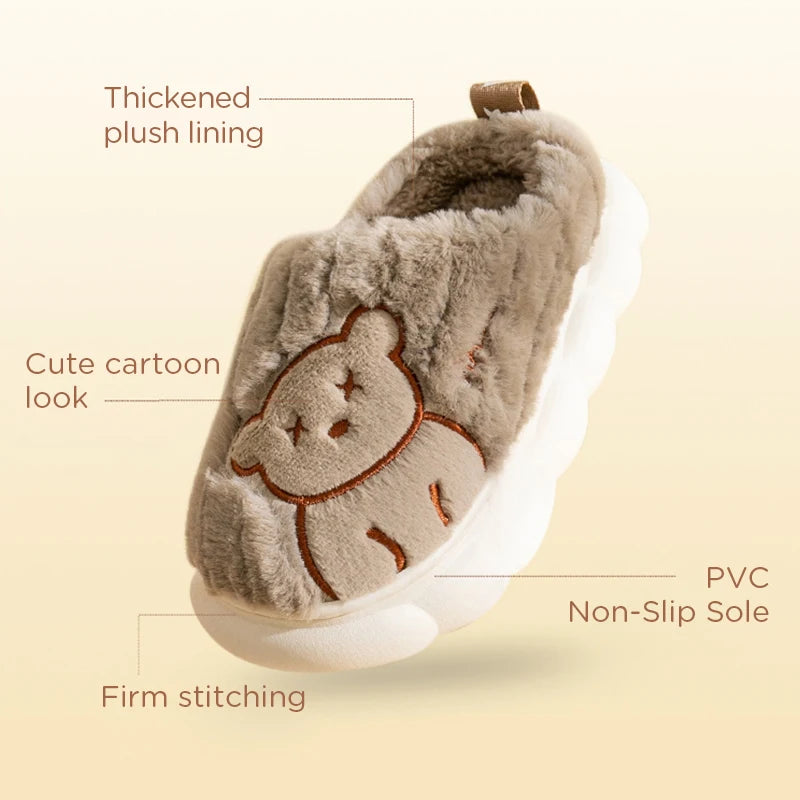 Children Plush Bear Indoor Slippers