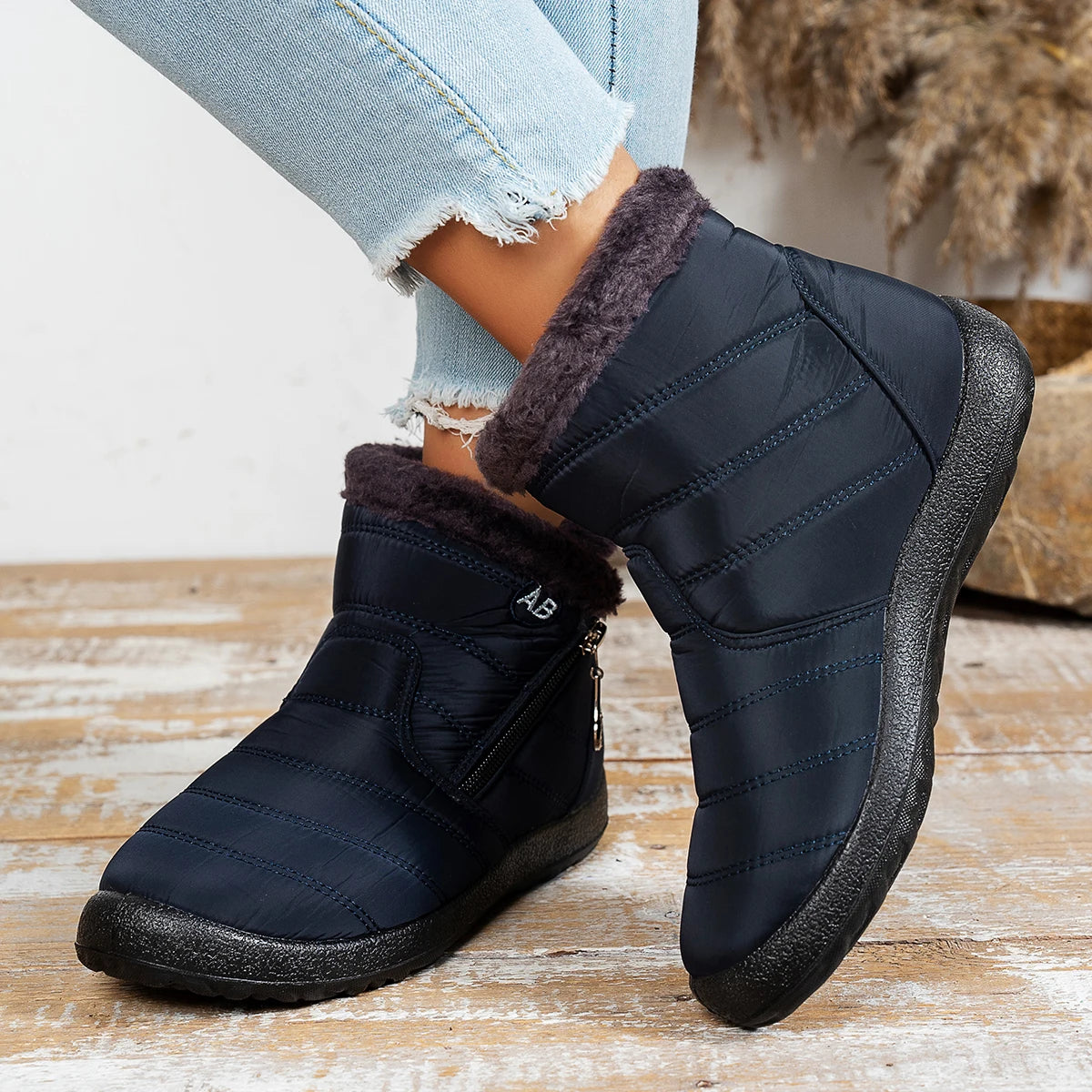 Women’s Solid Mid-Calf Warm Cotton Boots