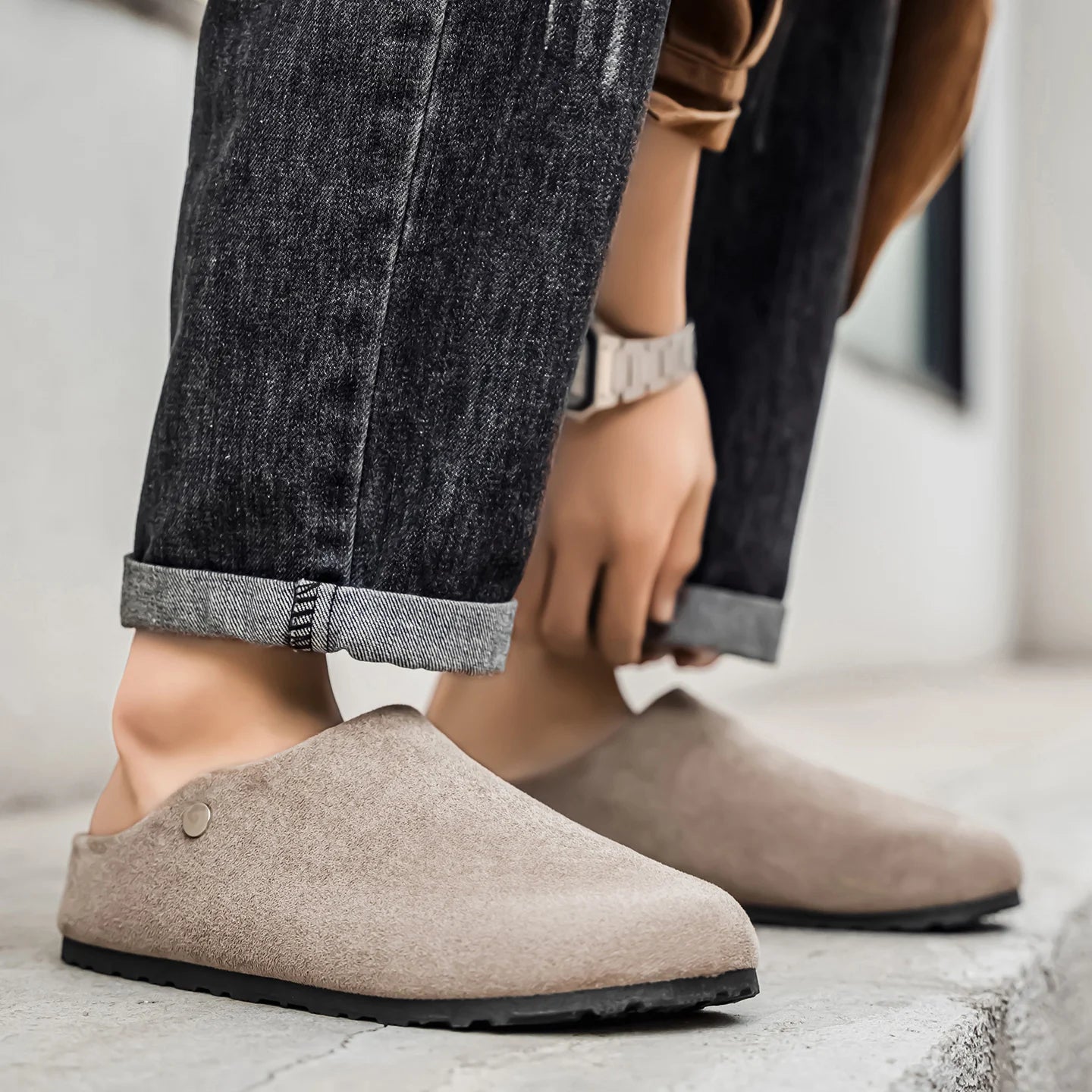 Unisex Leather Slip-On Summer Flats
