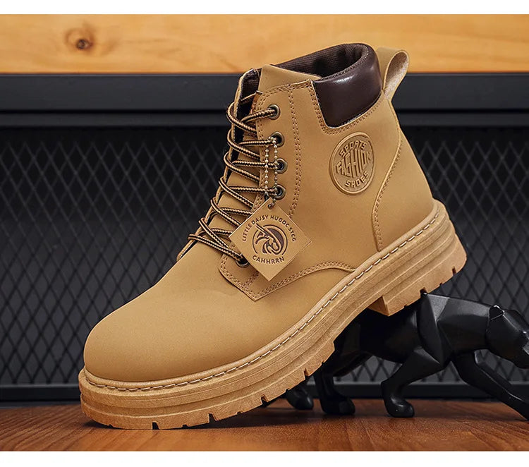 Men’s High-Top Leather Motorcycle Boots