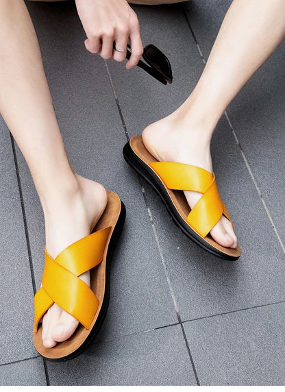 Men’s Leather Roman Open-Toe Summer Sandals