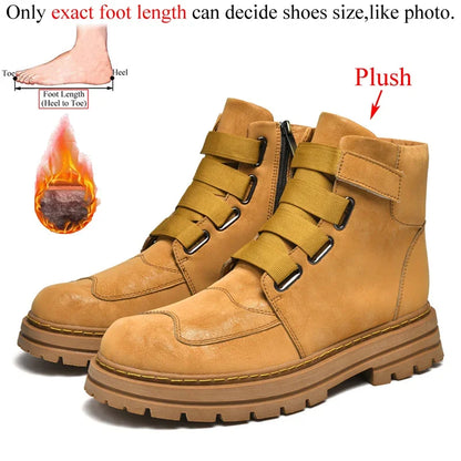 Unisex Leather Zipper Winter Boots Large Size
