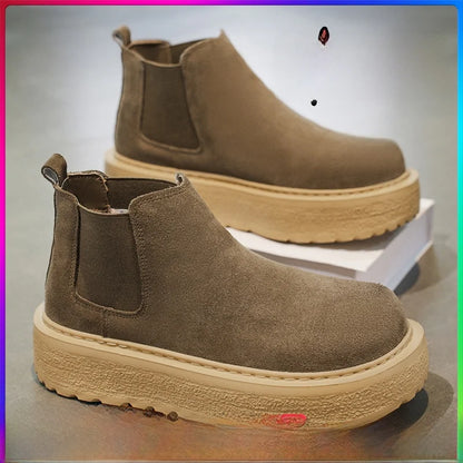 Men Retro Faux Suede Chelsea Boots
