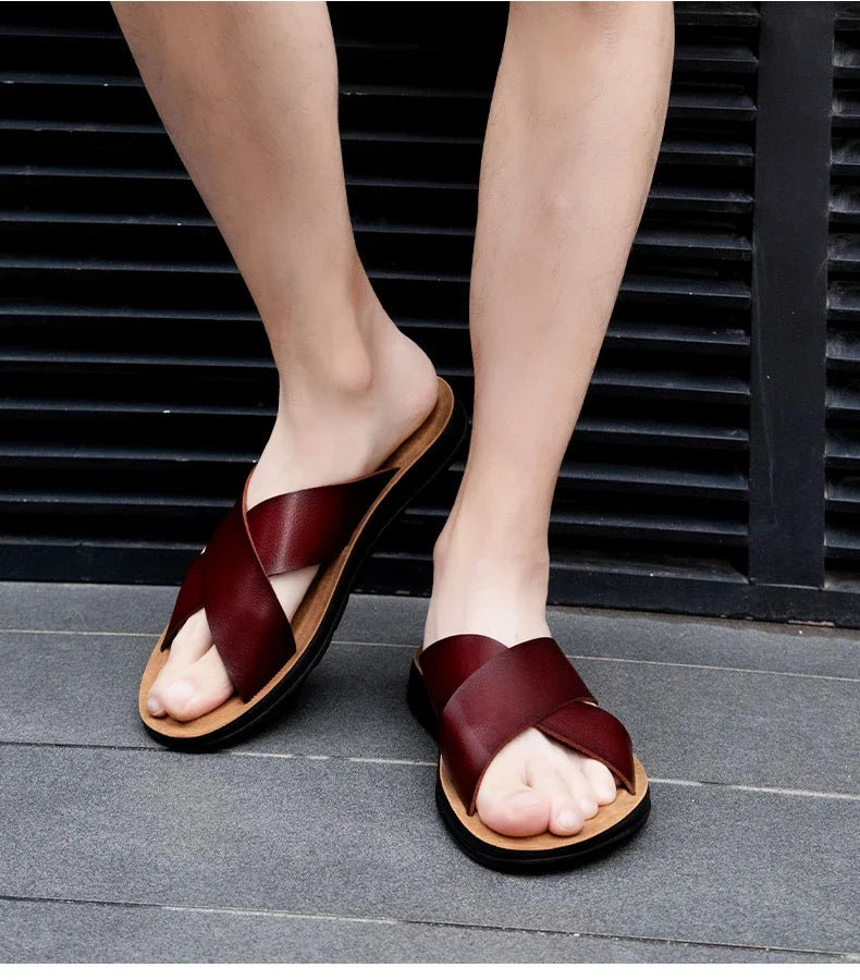 Men’s Leather Roman Open-Toe Summer Sandals
