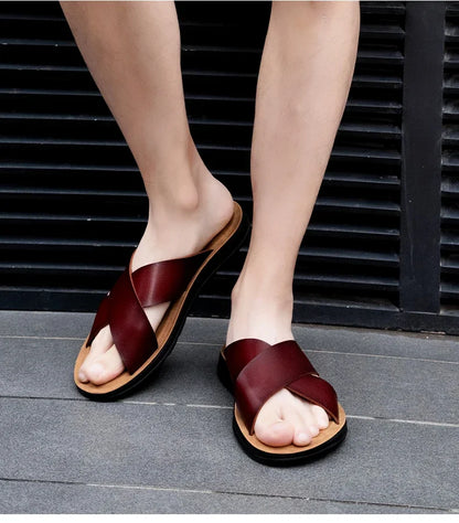 Men’s Leather Roman Open-Toe Summer Sandals