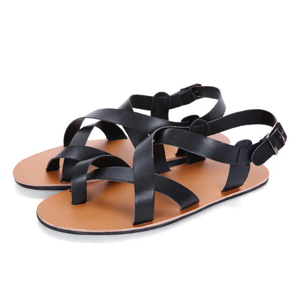 Men’s Leather Vintage Buckle Gladiator Sandals