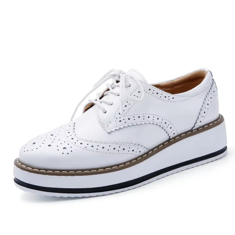 Women’s Leather Oxford Flats Lace-Up Brogues