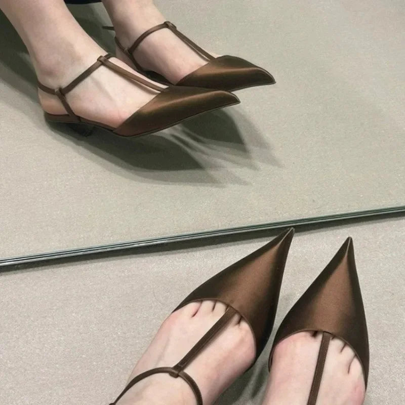 Sexy Pointed Toe Comfortable Low Heel Sandals