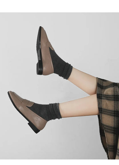 Women’s Vintage Leather Loafers Casual Flats