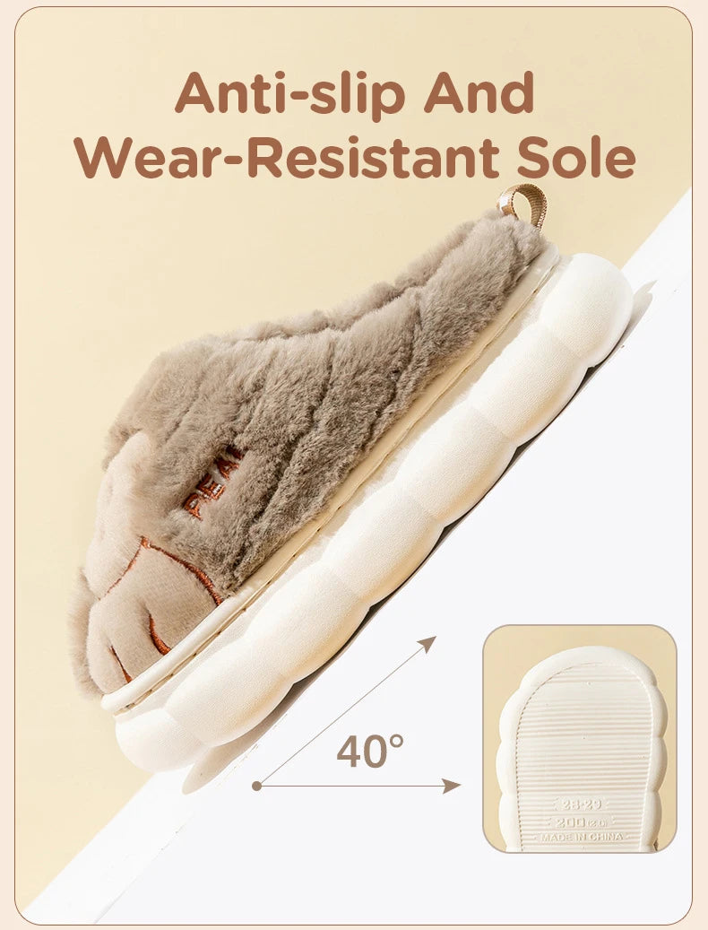 Children Plush Bear Indoor Slippers
