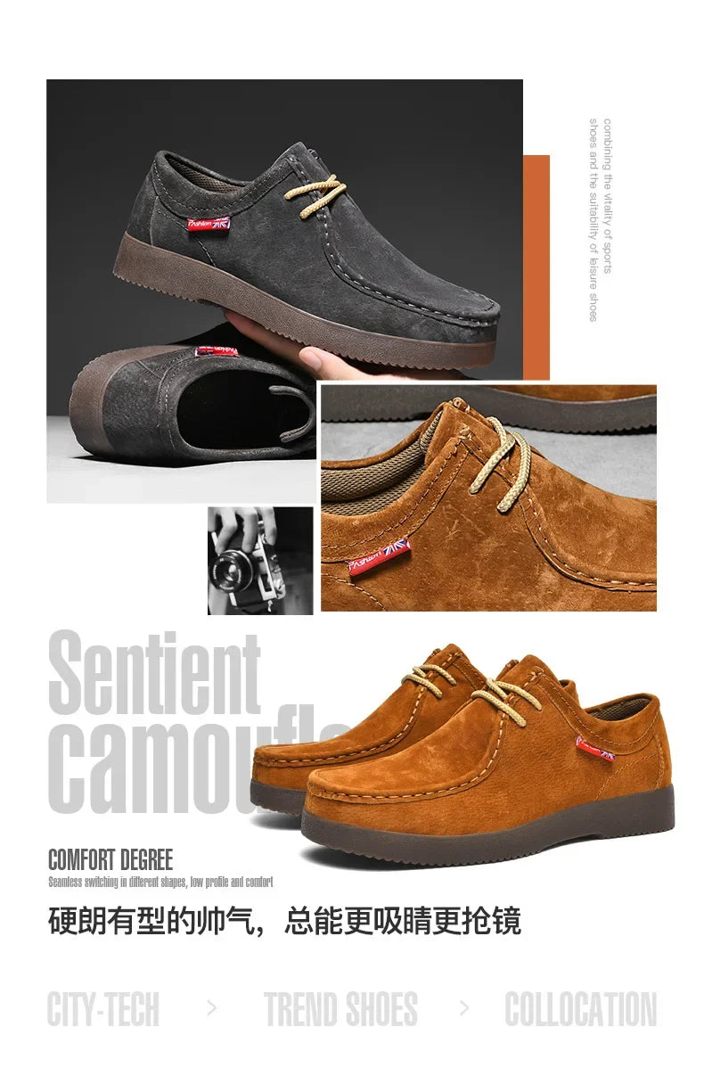 Men’s Suede Leather Lace-Up Casual Shoes